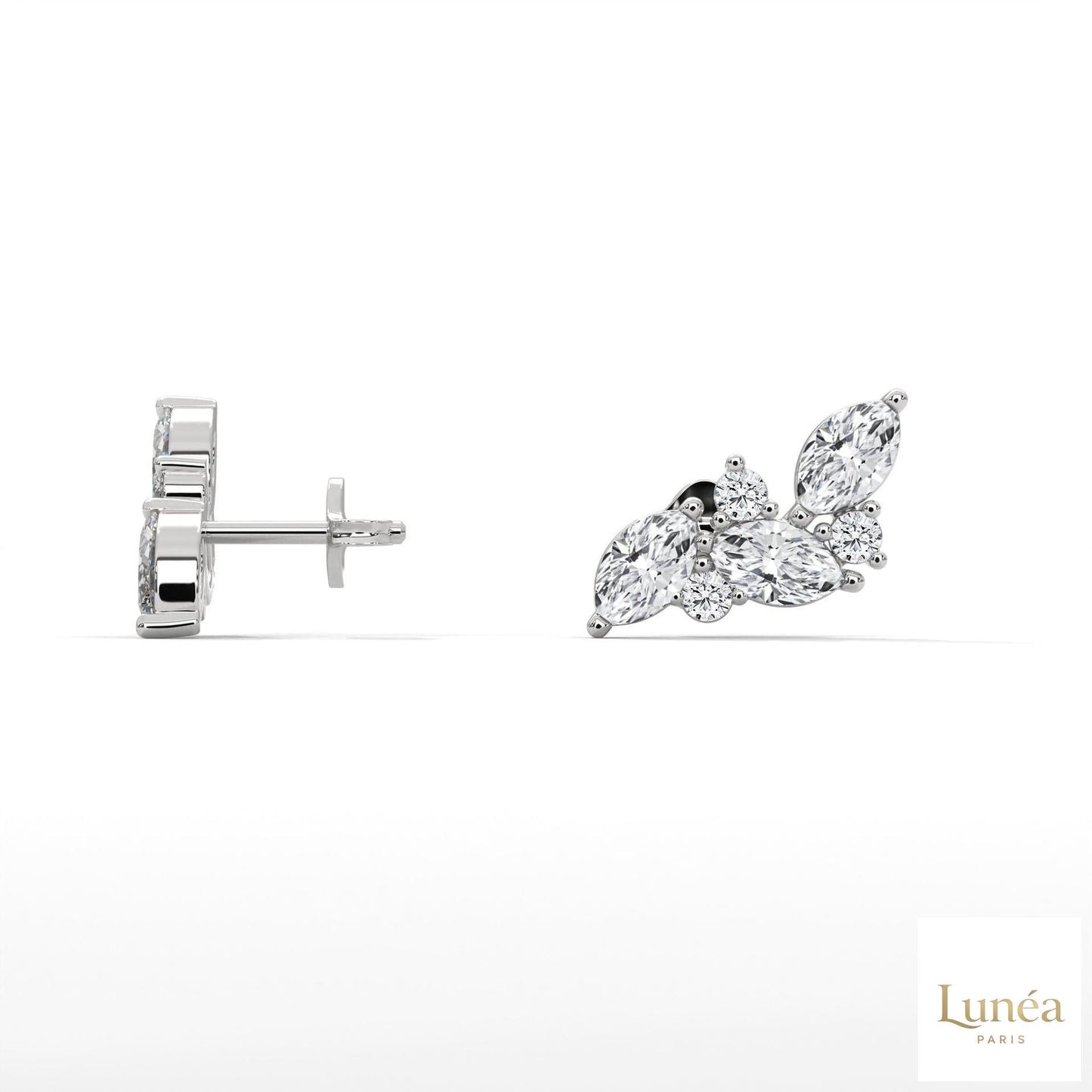 0.15 CT. Marquise Cluster Diamond Earrings