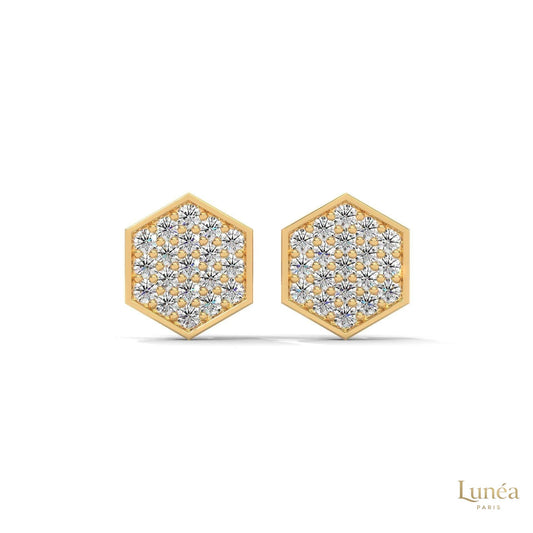 0.30 CT. Hexagon Pavé Diamond Stud Earrings
