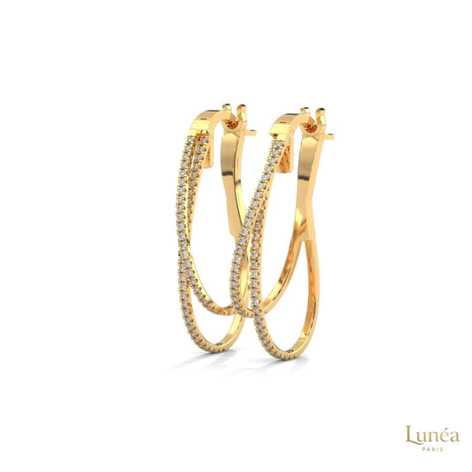 0.60 CT. Diamond Double Teardrop Hoop Earrings