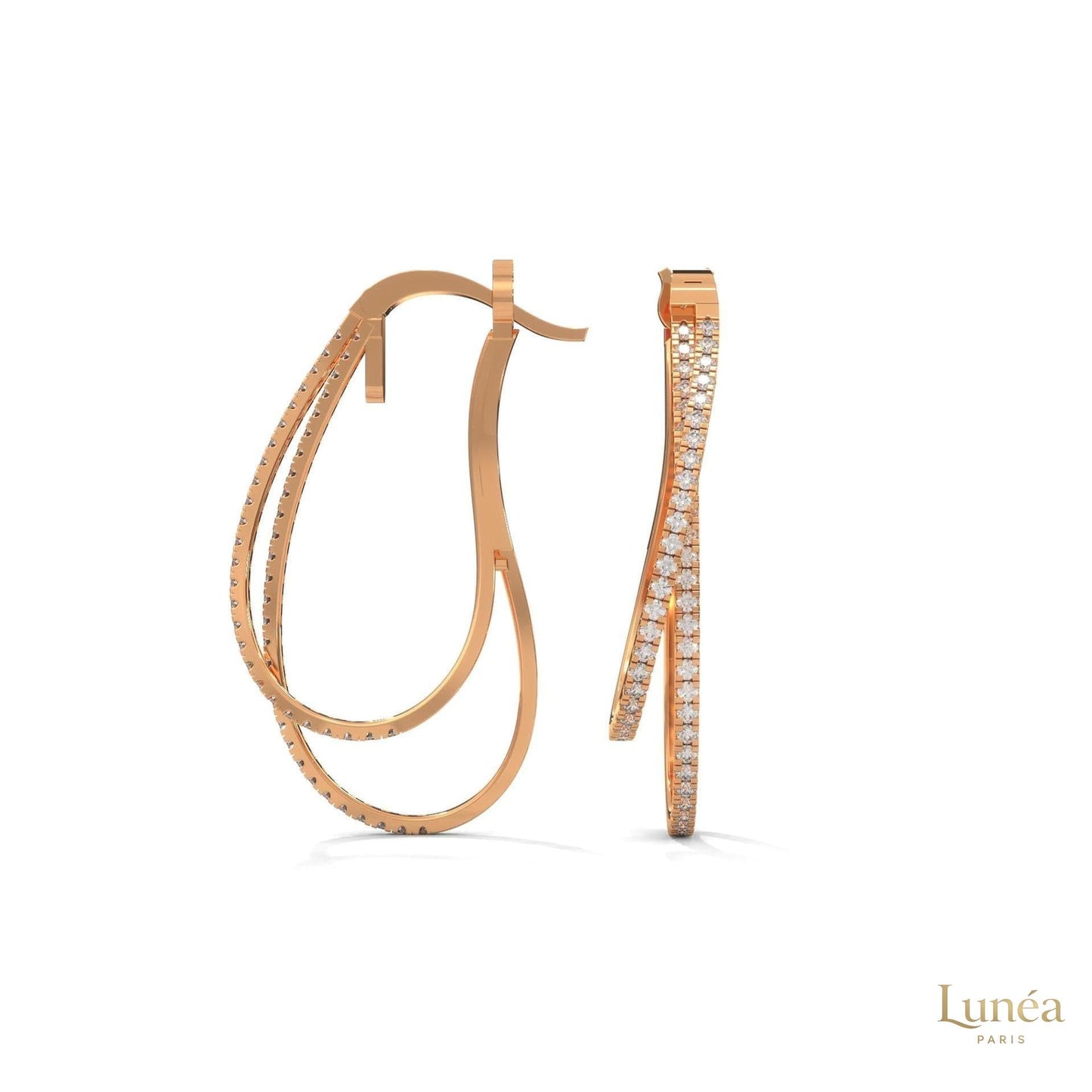 0.60 CT. Diamond Double Teardrop Hoop Earrings