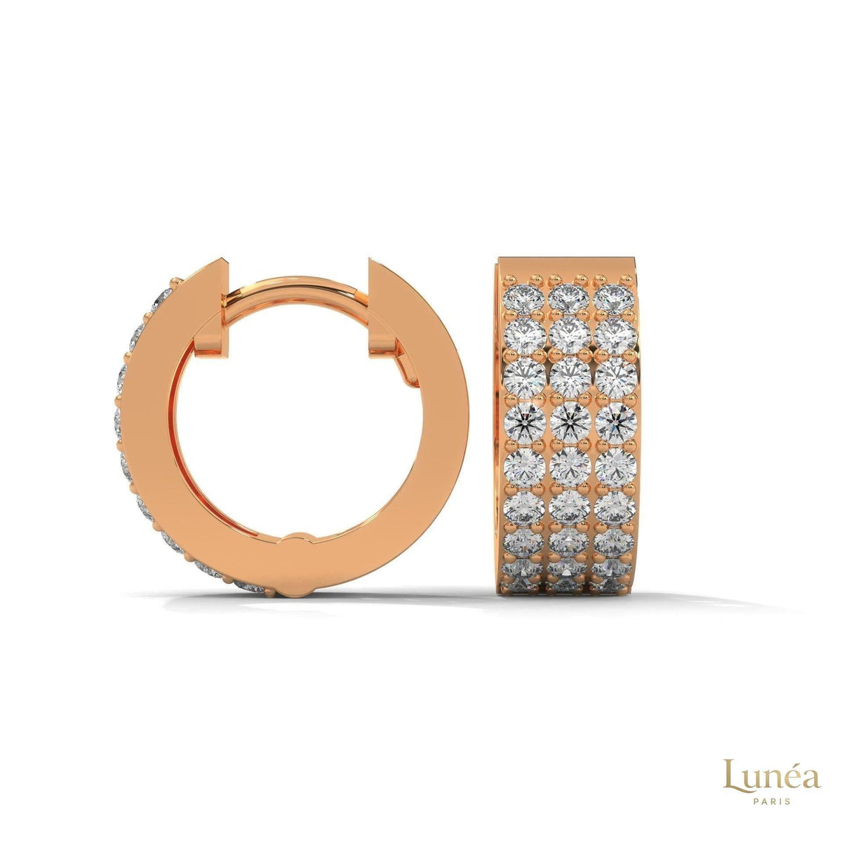 0.70 CT. Triple Row Diamond Hoop Earrings