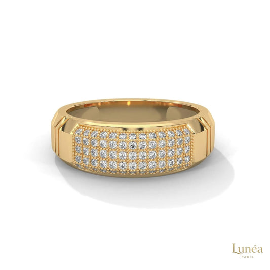 0.70 Ct. Men’s Lab Diamond Ring | Sculpted Pavé Finish