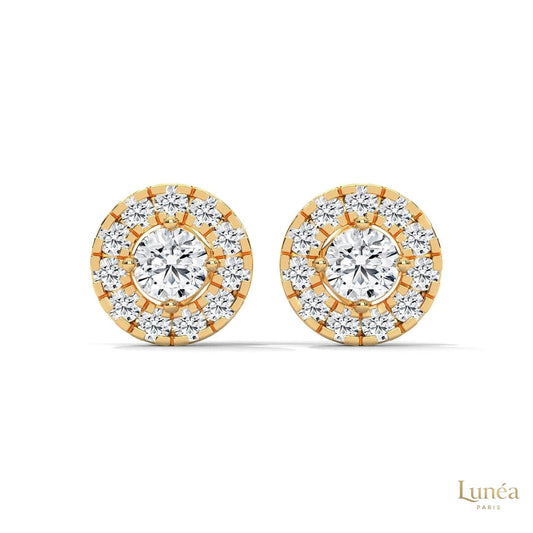 0.90 CT. Double Halo Diamond Stud Earrings