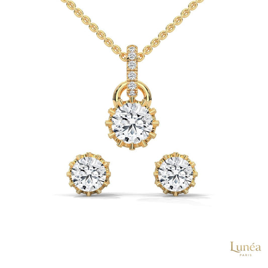 1 CT. Crown Diamond Earring & Pendant Set