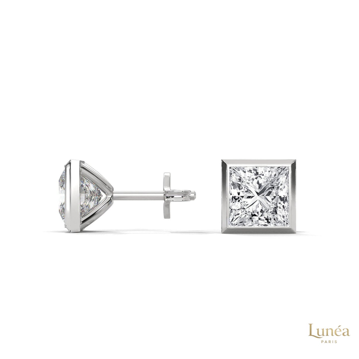 1 CT. Princess-Cut Bezel Diamond Studs