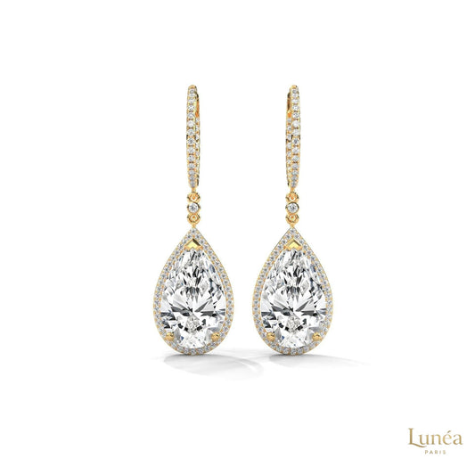 10.0 CT. Pear Halo Diamond Drop Earrings