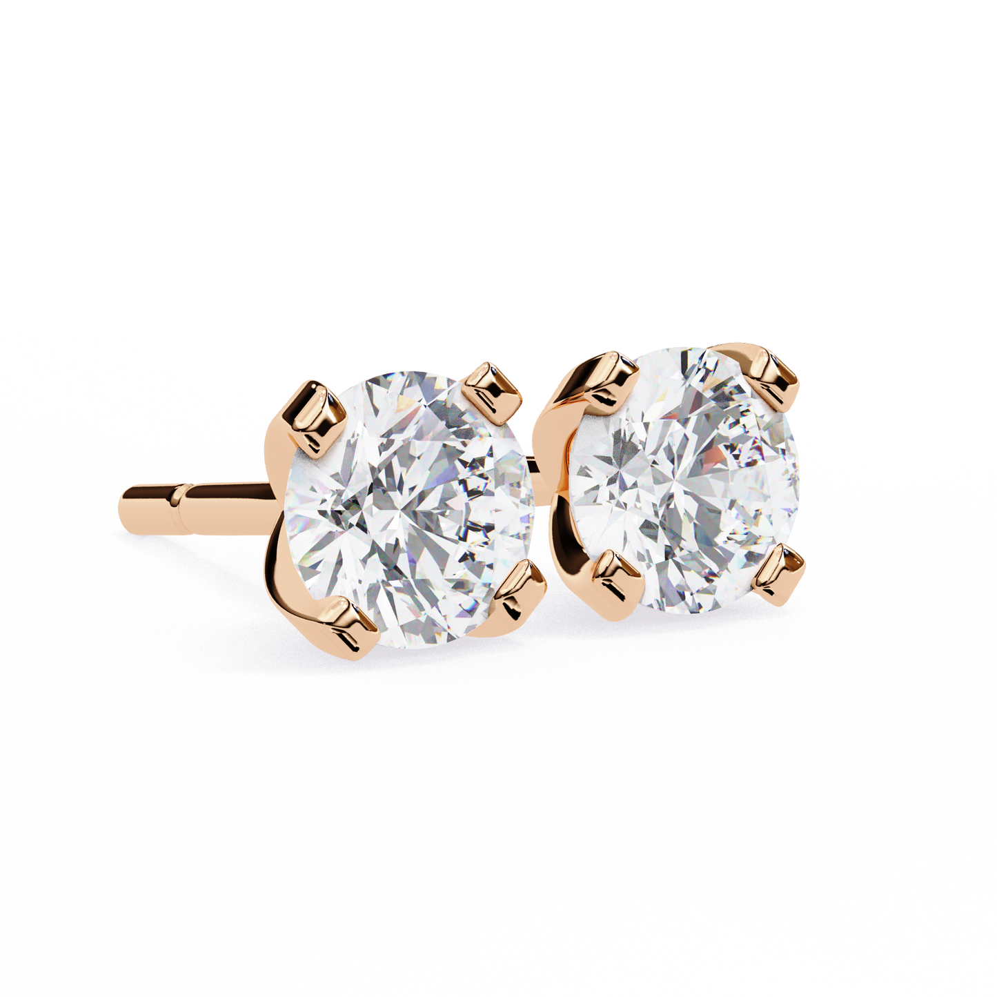 2.57 CTW Round Lab-Grown Diamond Sculpted Four-Prong Stud Earrings in 14K Gold