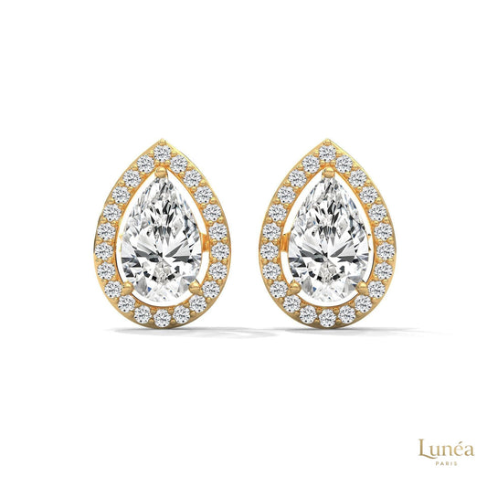 1.09 CT. Pear Diamond Halo Stud Earrings