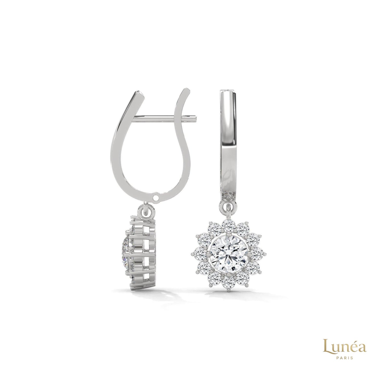 1.10 CT. Diamond Sunburst Drop Earrings