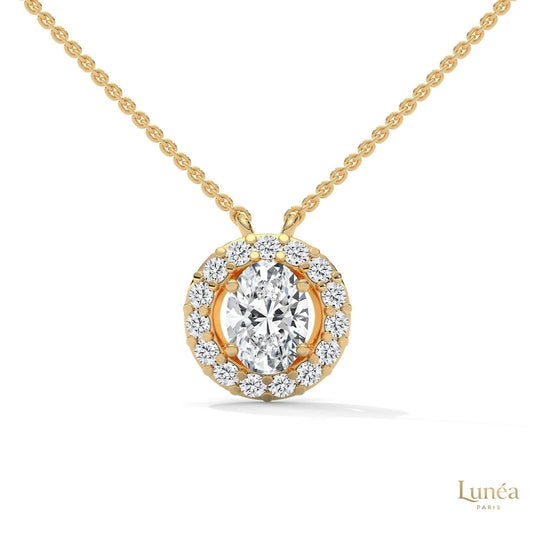 1.10 CT. Oval Halo Diamond Pendant