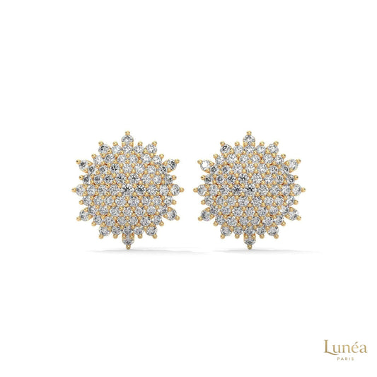 1.25 CT. Floral Diamond Cluster Stud Earrings