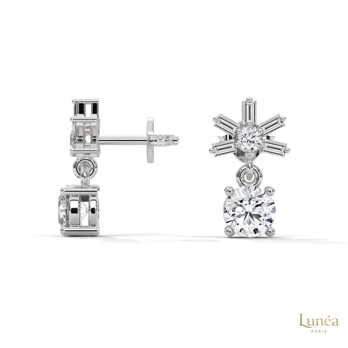 1.25 CT. Starburst Diamond Drop Earrings