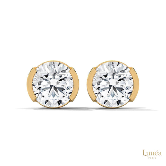 1.30 CT. Round Bezel Diamond Stud Earrings