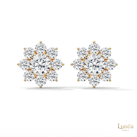 1.50 CT. Diamond Flower Cluster Stud Earrings
