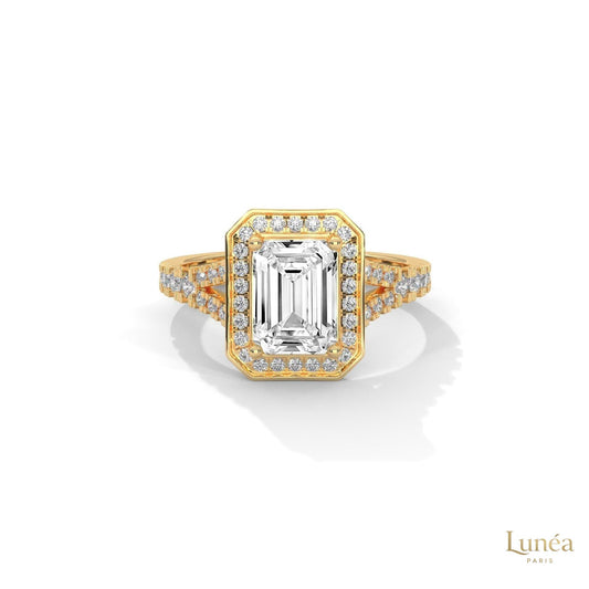 1.60 Ct. Emerald-Cut Halo Lab Diamond Engagement Ring