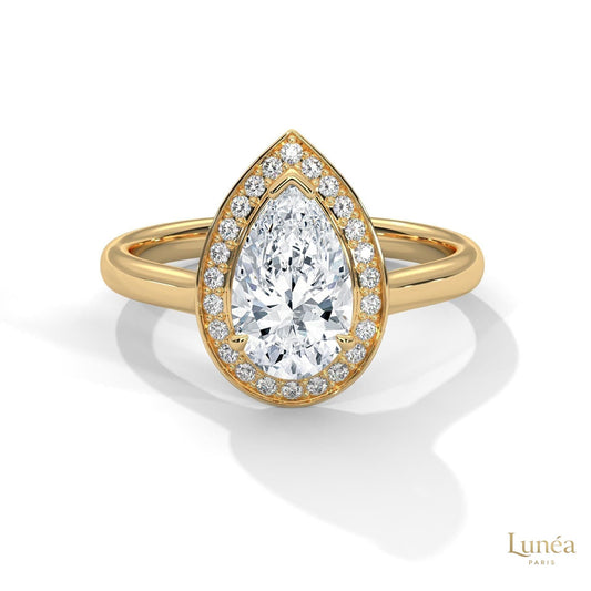 1.85 Ct. Pear Halo Diamond Engagement Ring