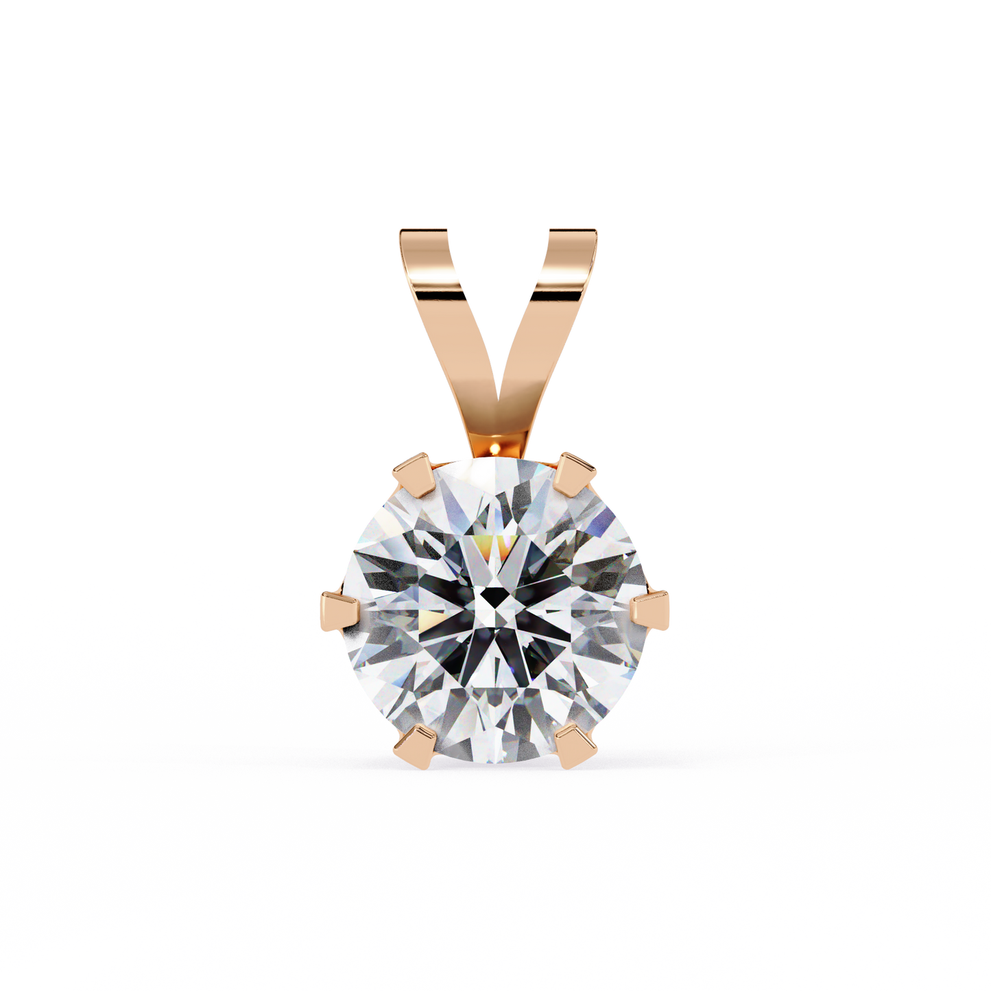 2.10 CT Round Lab-Grown Diamond Heart Bail Solitaire Pendant Necklace in 14K Gold & Platinum