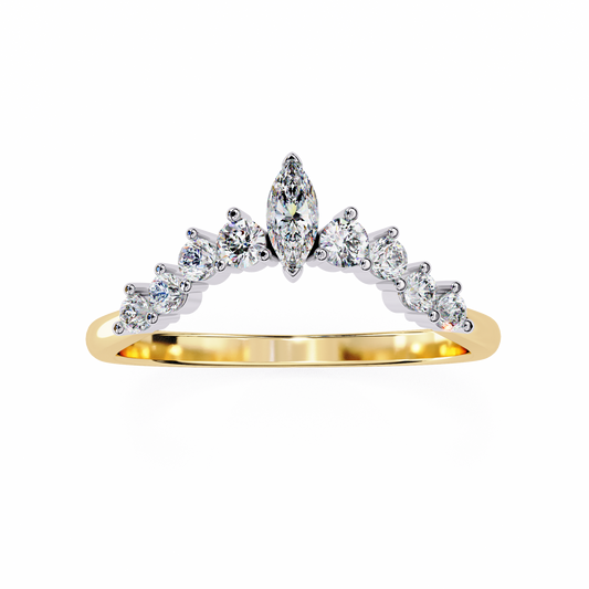 0.38 CTW Marquise-Center Graduated Crown Lab-Grown Diamond Wedding Band 14K Gold
