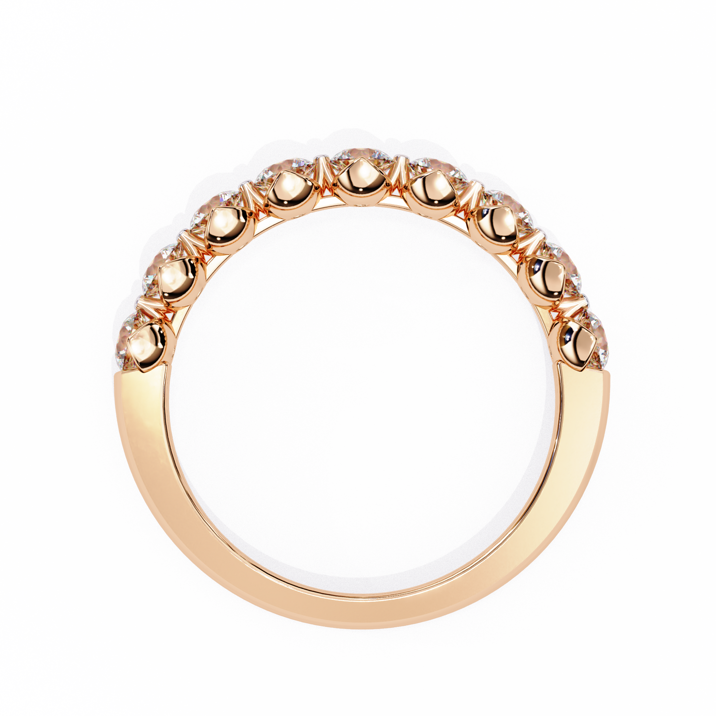 0.97 Carat Nine Stone Round Lab Grown Diamond Half Eternity Band 14K Gold