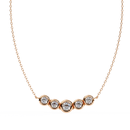 0.30 CTW Graduated Five-Stone Lab-Grown Diamond Bezel Necklace in 14K Gold & Platinum — product image 2