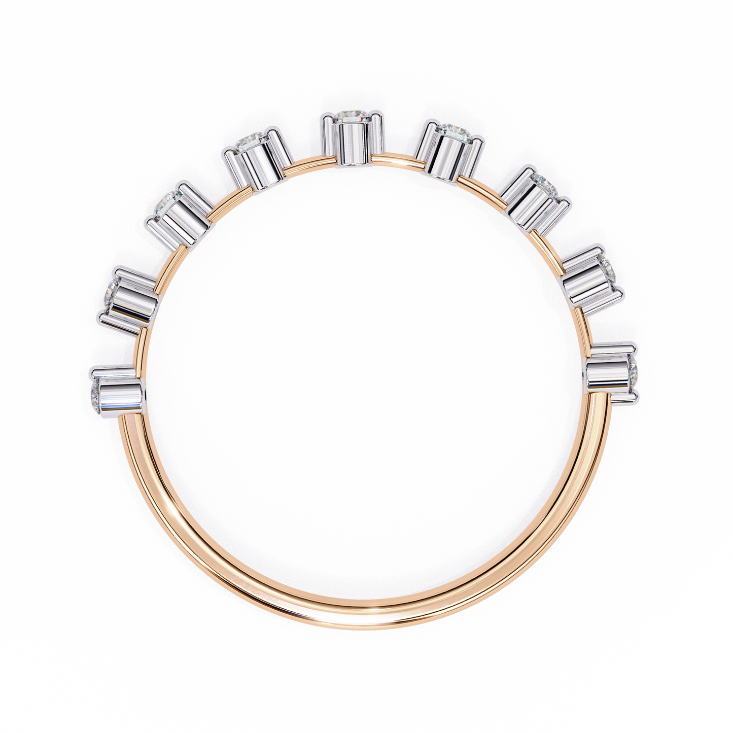 0.11 CTW Nine Stone Round Lab Grown Diamond Station Band In 14K Gold