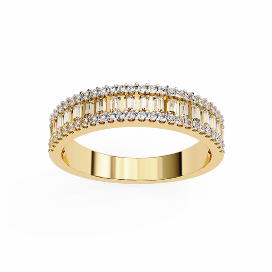 0.60 Carat Lab Grown Diamonds Triple Row Half Eternity Band 14K Gold