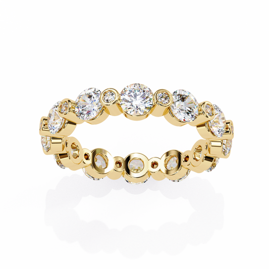 2.46 CTW Alternating Round Lab-Grown Diamond Bezel Full-Eternity Band in 14K Gold