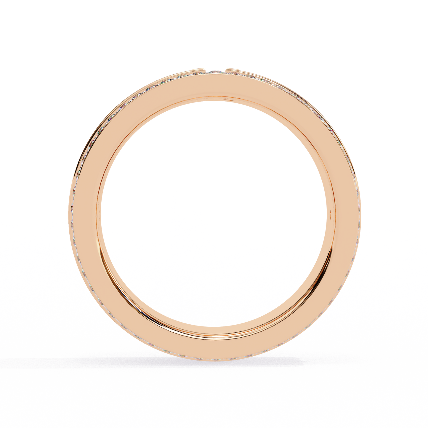 0.80 CTW Four-Row Pavé Lab-Grown Diamond Wide Band with Polished Cross Detail in 14K Gold