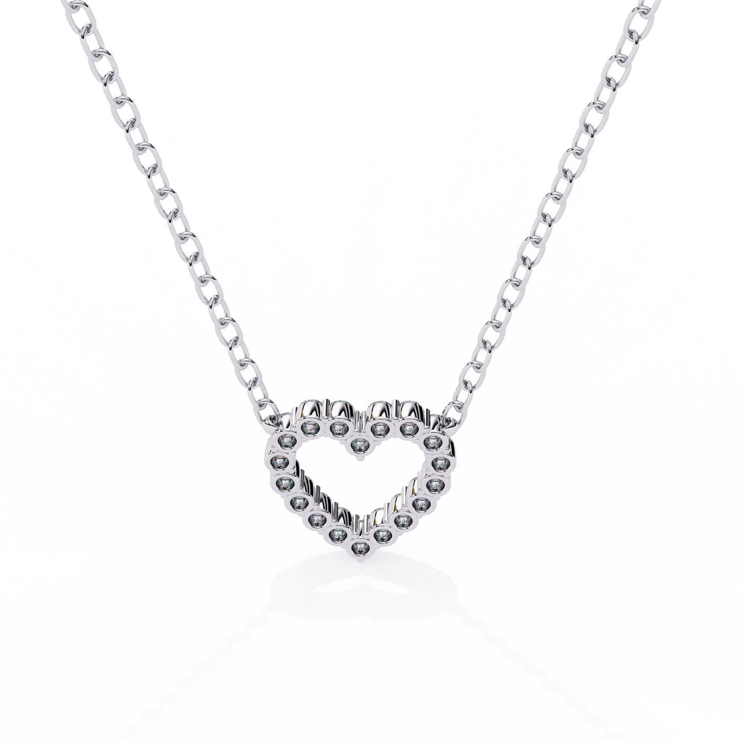 0.40 CTW Open Heart Lab-Grown Diamond Necklace in 14K Gold & Platinum