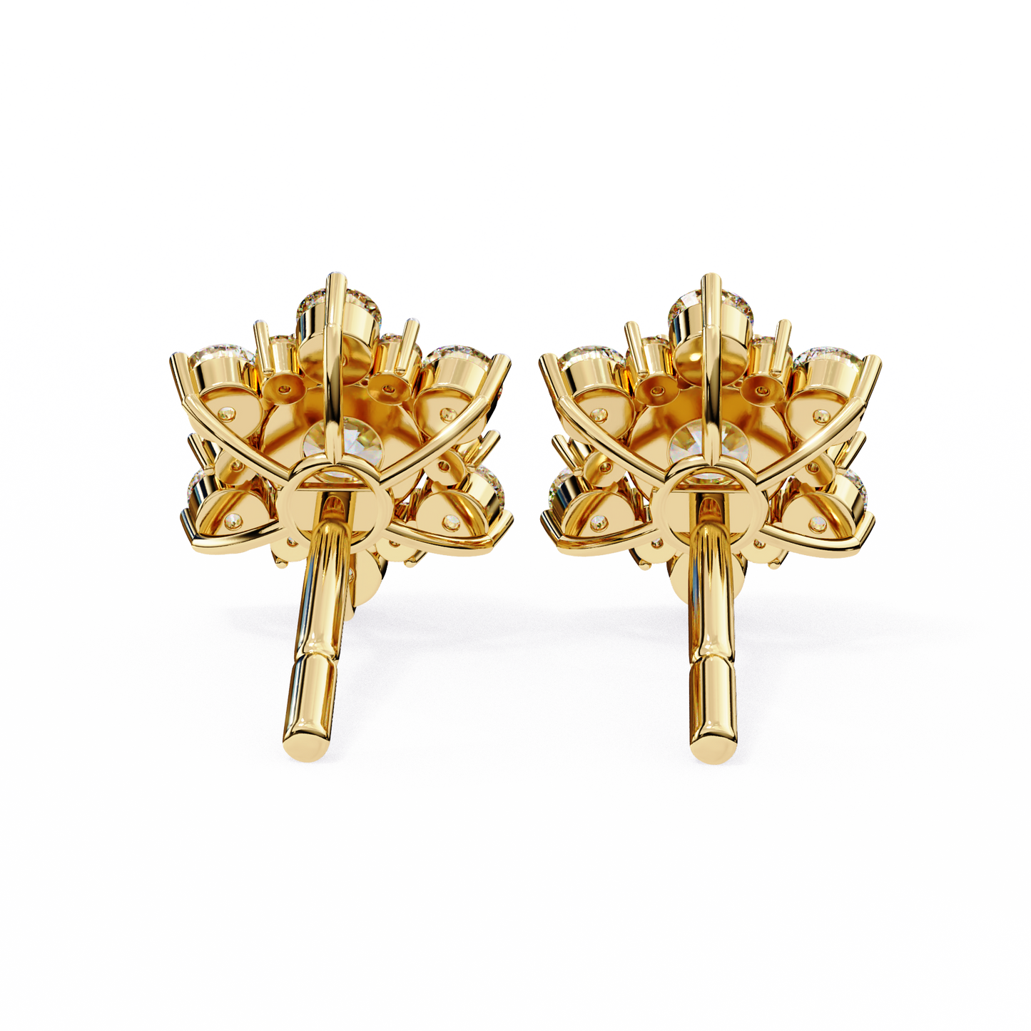 0.72 CTW Round Lab-Grown Diamond Floral Cluster Stud Earrings in 14K Gold