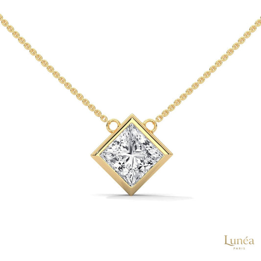 2CT. Bezel Princess Lab Diamond Pendant