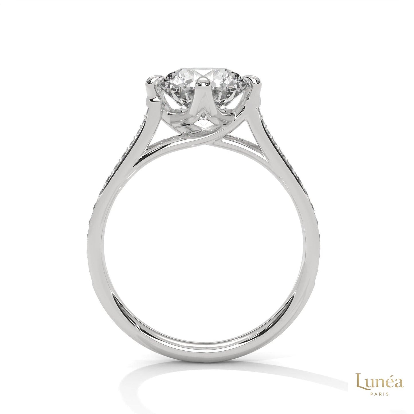 2.20 Ct. Pavé Diamond Solitaire Ring