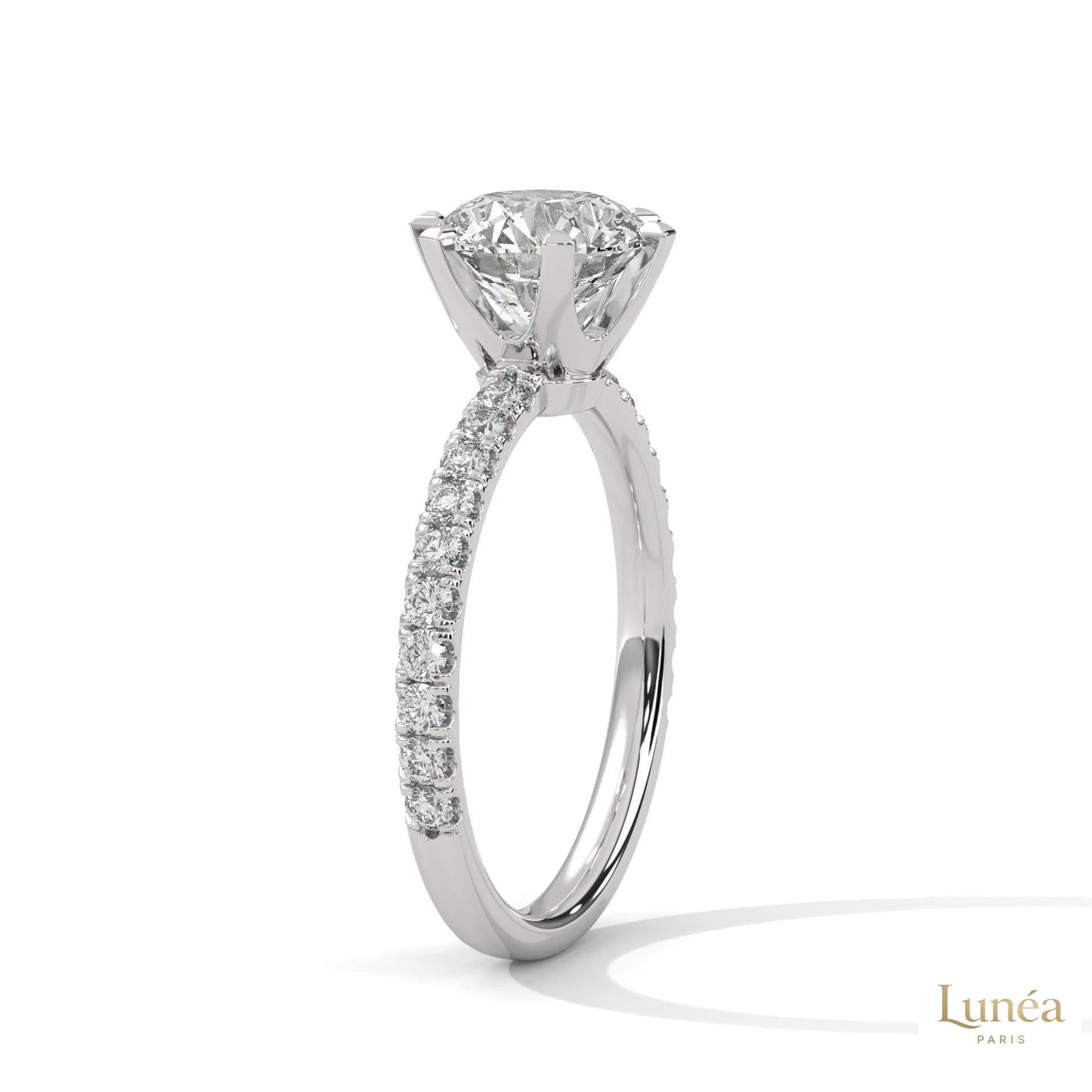 2.25 Ct. Six-Prong Pavé Lab Diamond Ring