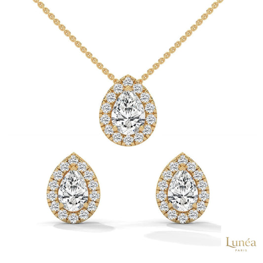 2.50 CT. Pear Halo Diamond Earrings