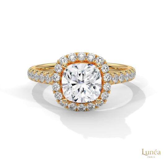 2.60 Ct. Cushion Halo Lab Diamond Engagement Ring