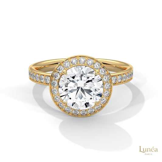 2.70 Ct. Lab Diamond Halo Ring – Round with Pavé Band