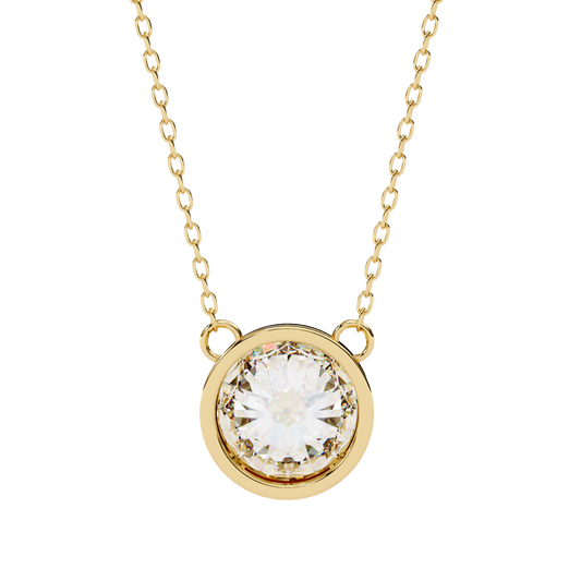 1.8 CT Round Lab-Grown Diamond Bezel Pendant Necklace in 14K Gold & Platinum