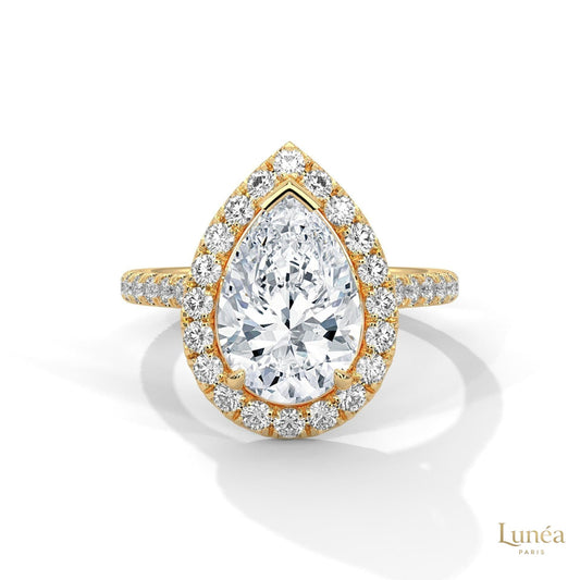 3.75 Ct. Pear Halo Lab Diamond Engagement Ring