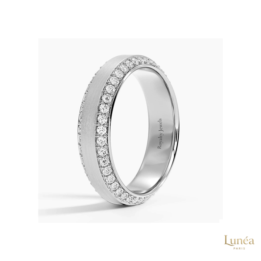 Pavé Lab Diamond Eternity Wedding Band | Lab Grown | 14K Gold & Platinum