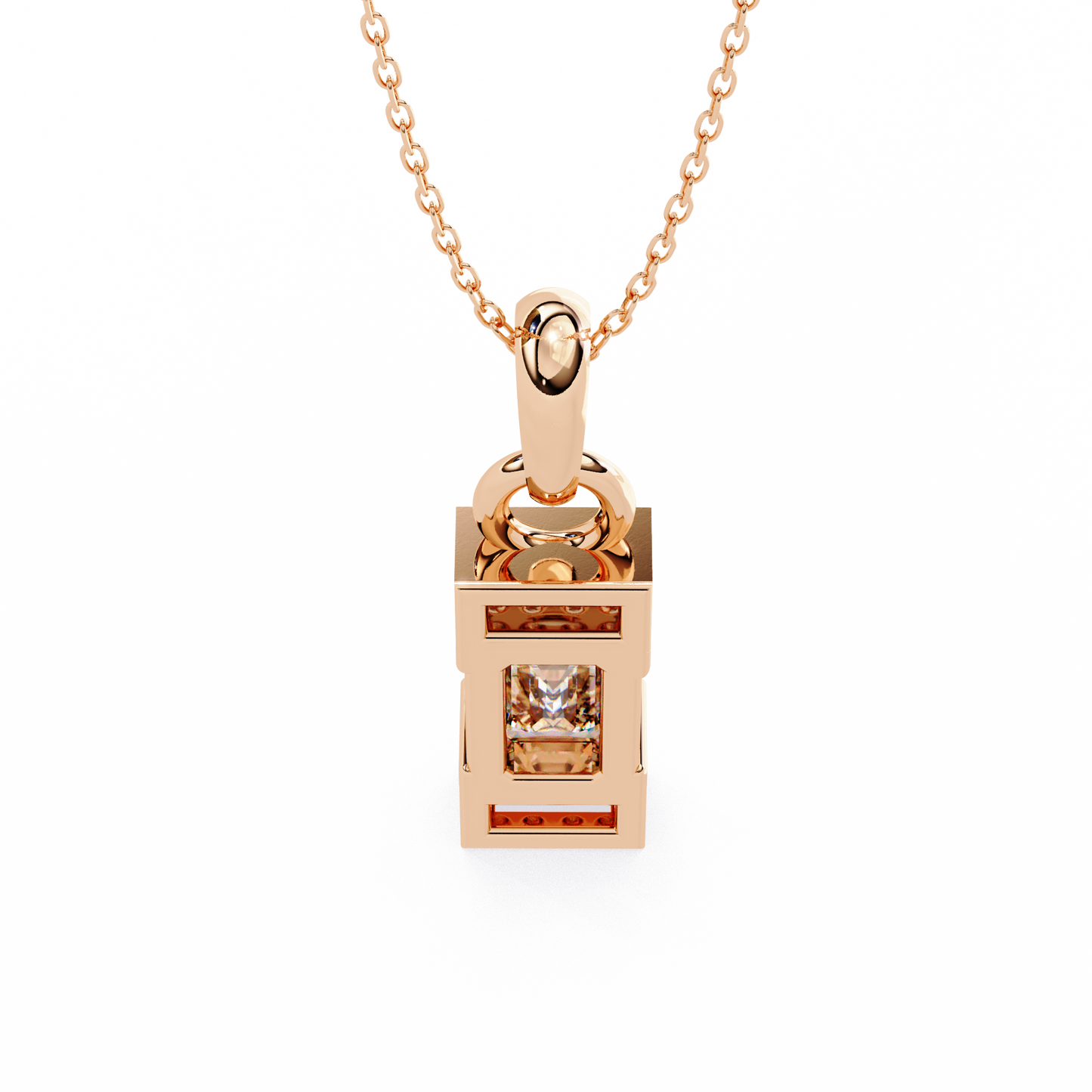 1.10 CTW Emerald-Cut Bar Lab-Grown Diamond Pendant Necklace in 14K Gold & Platinum