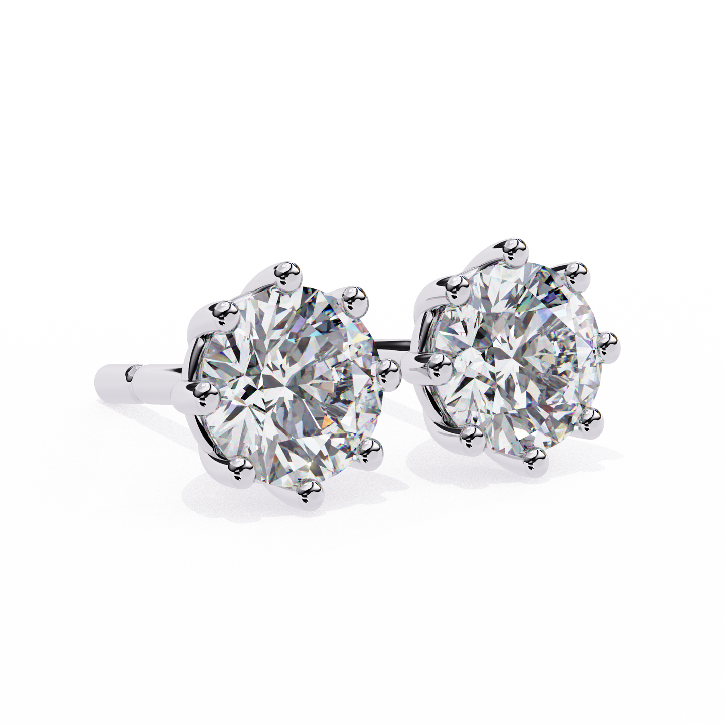 2.57 CTW Round Lab-Grown Diamond Eight-Prong Basket Stud Earrings in 14K Gold