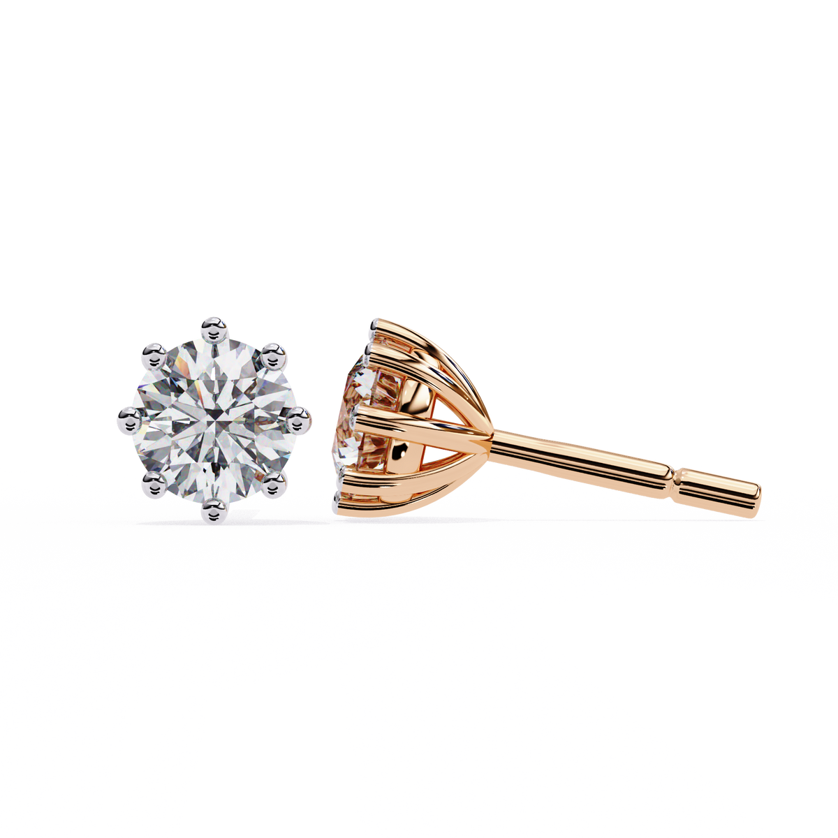 Classic Round Eight-Prong Basket Stud Earrings — product image 3