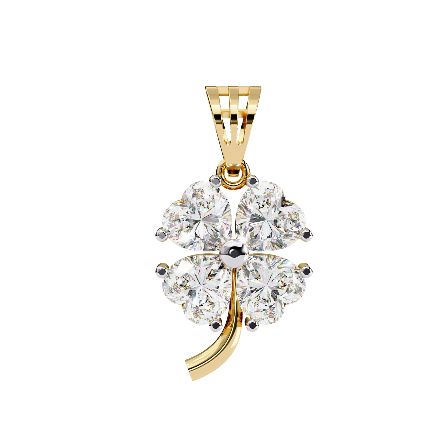 3.20 CTW Four-Leaf Heart Clover Pendant Necklace | Lab Grown | 14K Gold & Platinum – Lunéa Paris