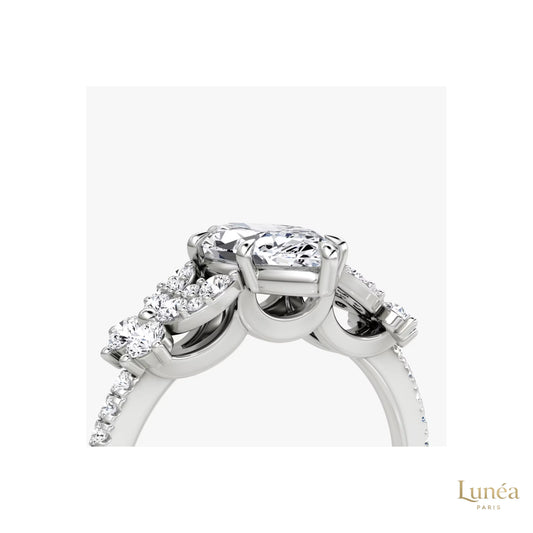 Luxury Lab Diamond Engagement Ring – Handcrafted Elegance | Lab Grown | 14K Gold & Platinum