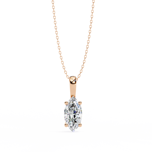 0.90 CT Marquise Lab-Grown Diamond Solitaire Pendant Necklace in 14K Gold & Platinum
