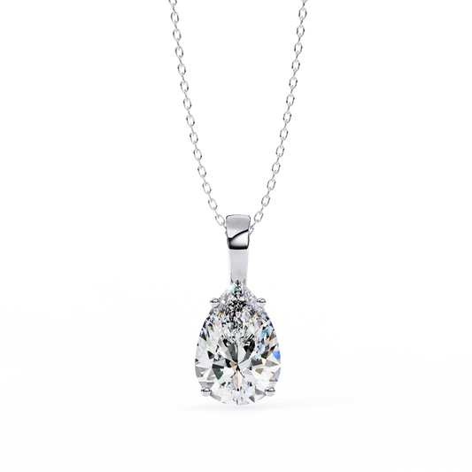 2.10 CT Pear Lab-Grown Diamond Solitaire Pendant Necklace in 14K Gold & Platinum