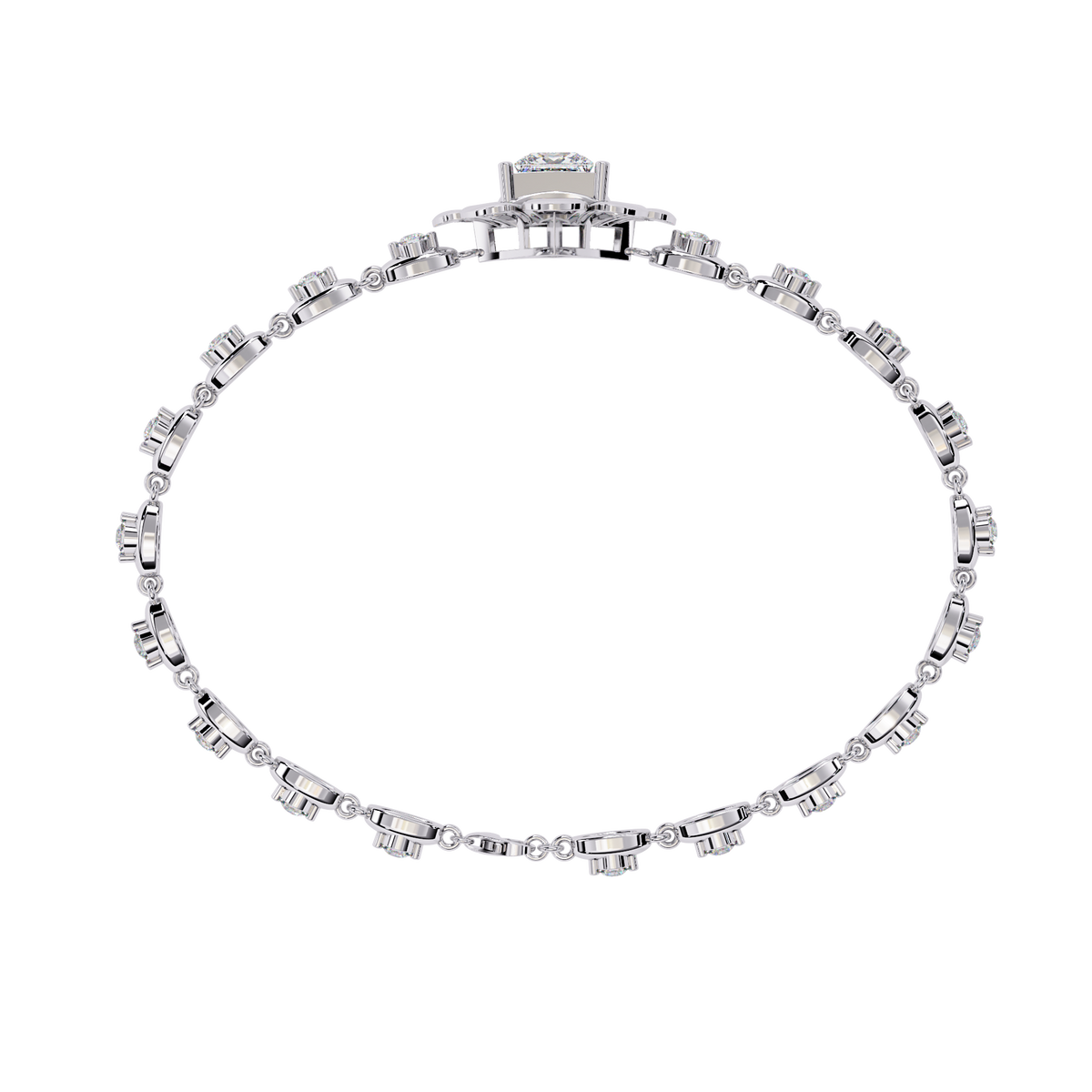 2.1 CTW Princess center round diamond tennis bracelet White Gold view 13