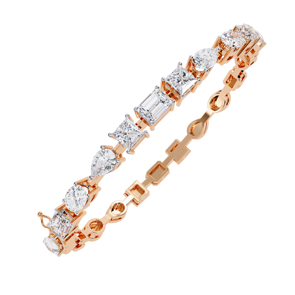 13.8 CTW mixed-shape lab-grown diamond bracelet in Rose Gold, view 16 - Lunea Paris