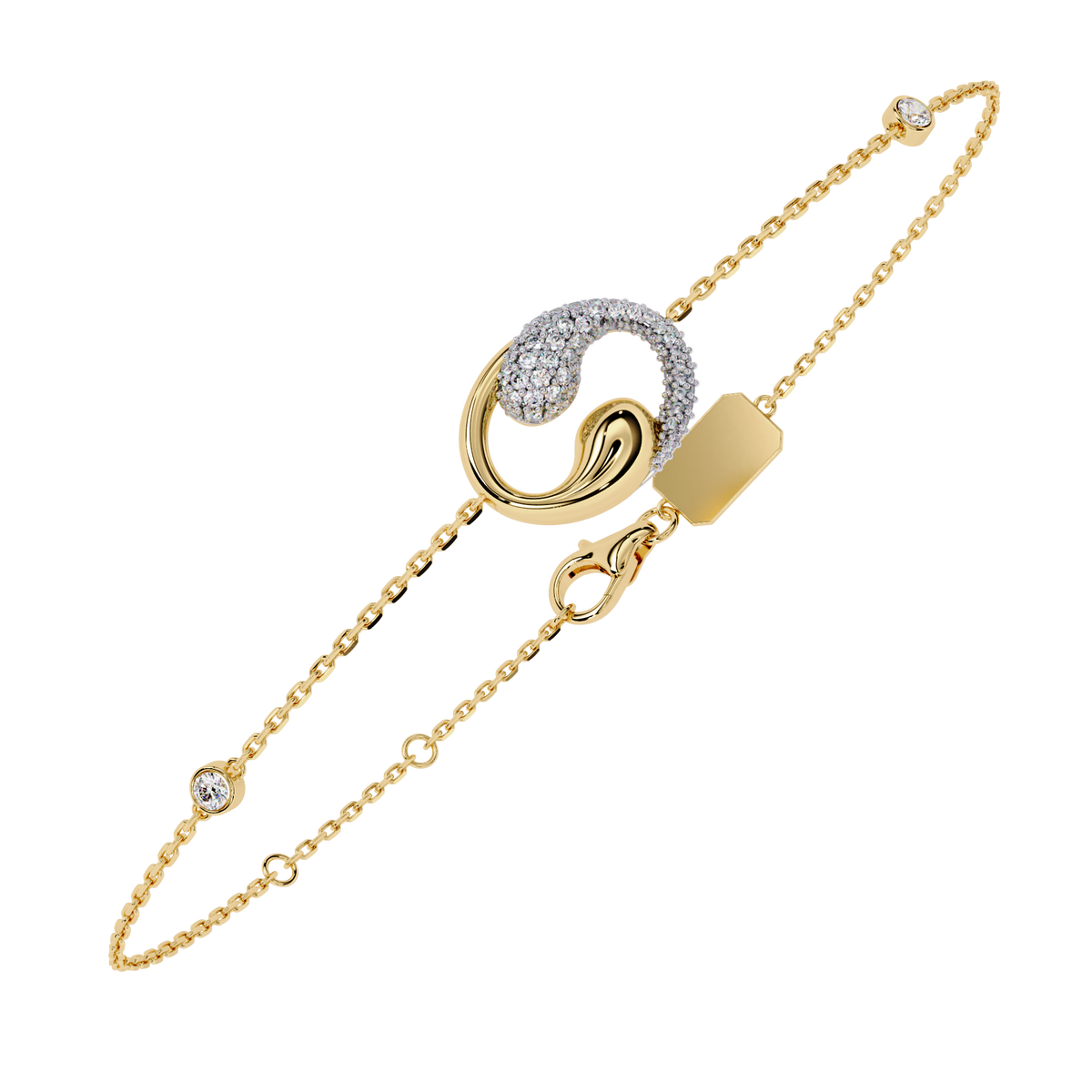 1.4 CTW Diamond Swirl Chain Bracelet in Yellow Gold – view 16 – Lunéa Paris