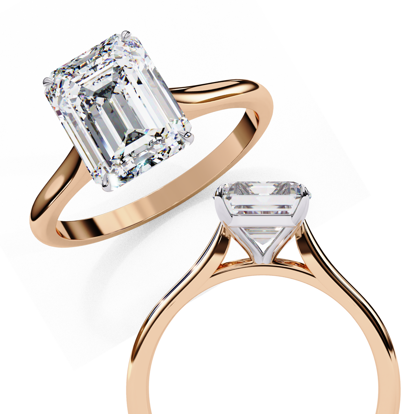 2.56 Carat Emerald-Cut Lab-Grown Diamond Solitaire Engagement Ring in 14K Gold